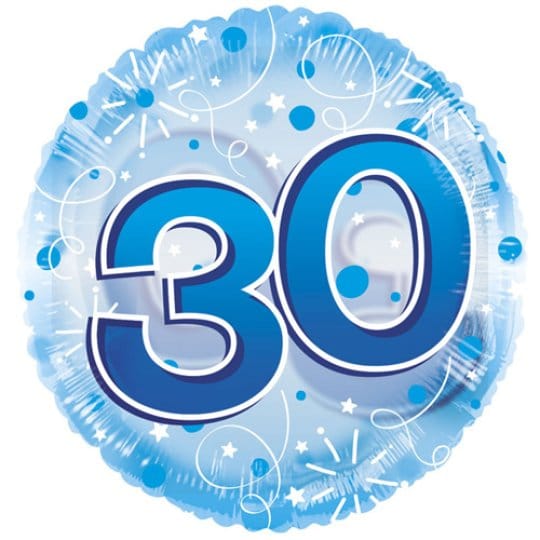 24 Inch Blue Age 30 Clearview Balloon