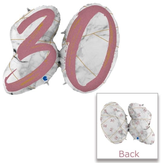 43 Inch Marble Mate Rose Gold 30 Number Foil Balloon