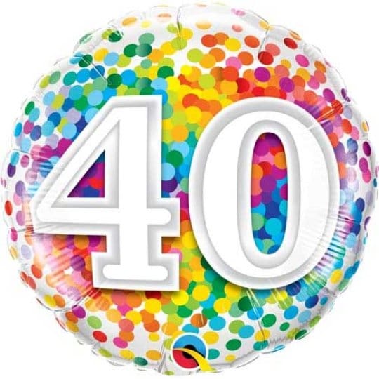 18 Inch Rainbow Confetti 40 Foil Balloon