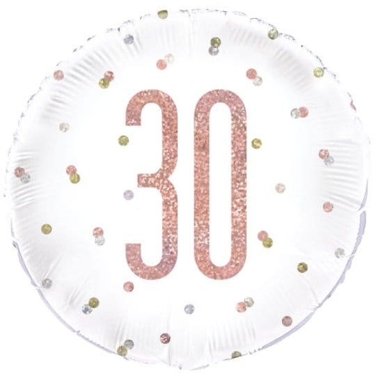 18 Inch 30th Birthday Glitz Rose Gold Foil Balloon