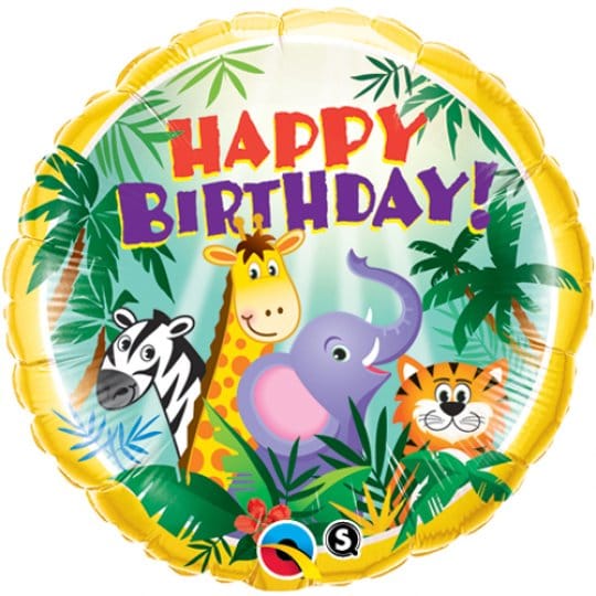 18 Inch Birthday Jungle Friends Foil Balloon