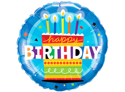 Qualatex 18 Inch Round Foil Balloon - Birthday Cake Blue