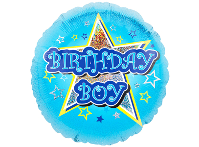 18 Inch Circle Foil Balloon - Blue Star Birthday Boy