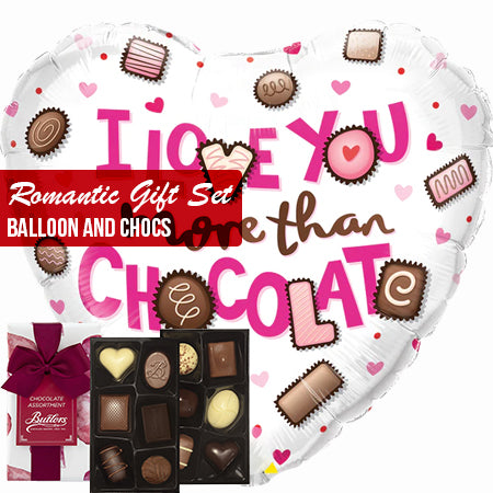 Romantic gift set heart balloon and chocs