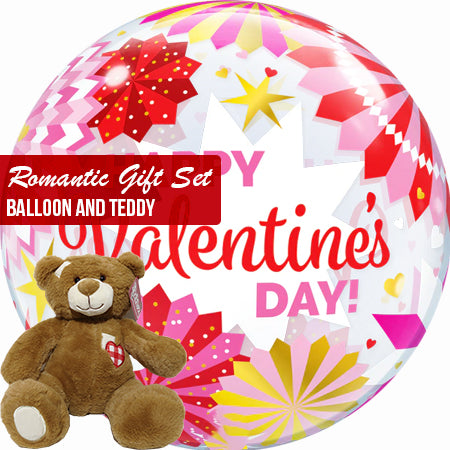 Romantic gift set bubble balloon and teddy