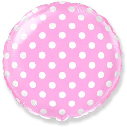 18 Inch Circle - Baby Pink With White Polka Dots