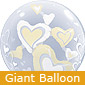 Large White and Ivory Floating Hearts Balloon