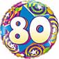 80th Birthday Stars and Swirls Balloon