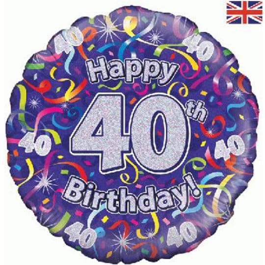 18 Inch Birthday Streamers 40th Foil Balloon