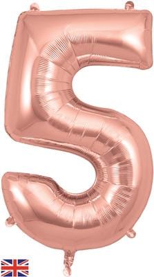 34inch Large Number 5 Balloon Rose Gold