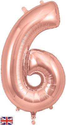 34inch Large Number 6 Balloon Rose Gold