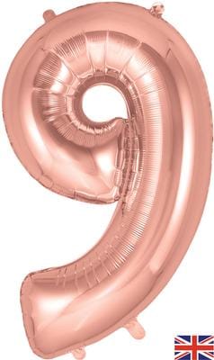 34inch Large Number 9 Balloon Rose Gold