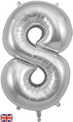 34inch Large Number 8 Balloon Silver