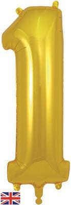 34inch Large Number 1 Balloon Gold