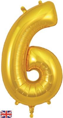 34inch Large Number 6 Balloon Gold
