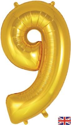 34inch Large Number 9 Balloon Gold