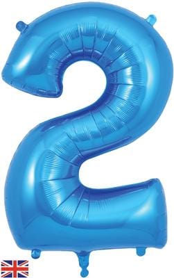 34inch Large Number 2 Balloon Blue