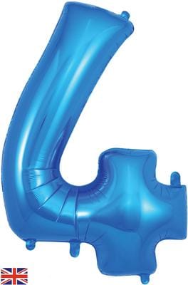 34inch Large Number 4 Balloon Blue