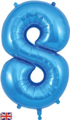 34inch Large Number 8 Balloon Blue