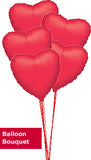 5 Red Hearts - Balloon Bouquet Delivery