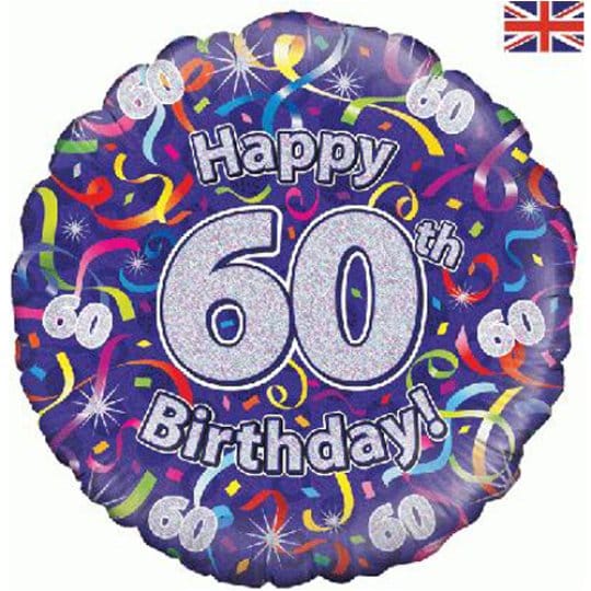 18 Inch Birthday Streamers 60th Foil Balloon
