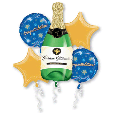 Buy Congratulations Champagne Bottle Bouquet Of Balloons Online ...