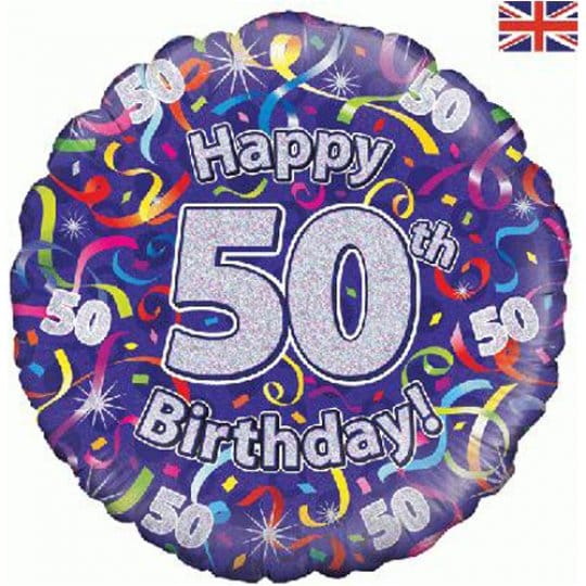 18 Inch Birthday Streamers 50th Foil Balloon