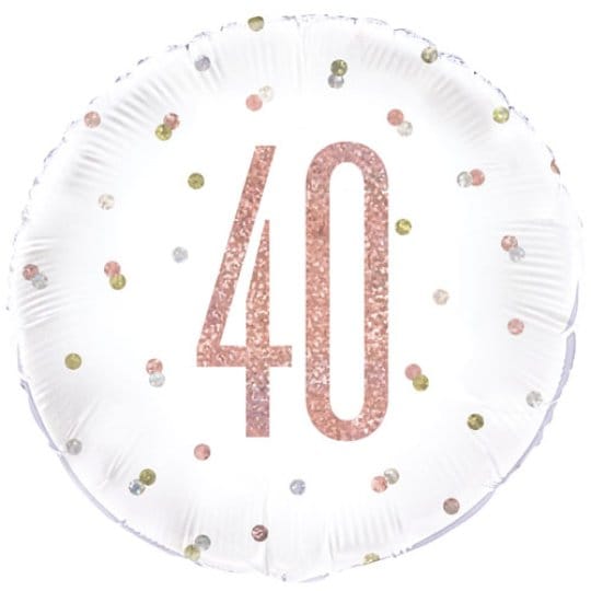 18 Inch 40th Birthday Glitz Rose Gold Foil Balloon