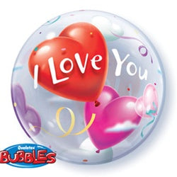 Bubble Valentine I Love You Red and Pink Hearts