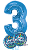 Large Number Birthday Balloon Bouquets - Age 5 / Sliver